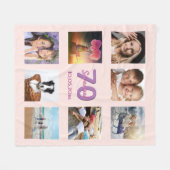 70. Geburtstag Foto Collage Rose Gold Rosa Fleecedecke (Vorderseite (Horizontal))