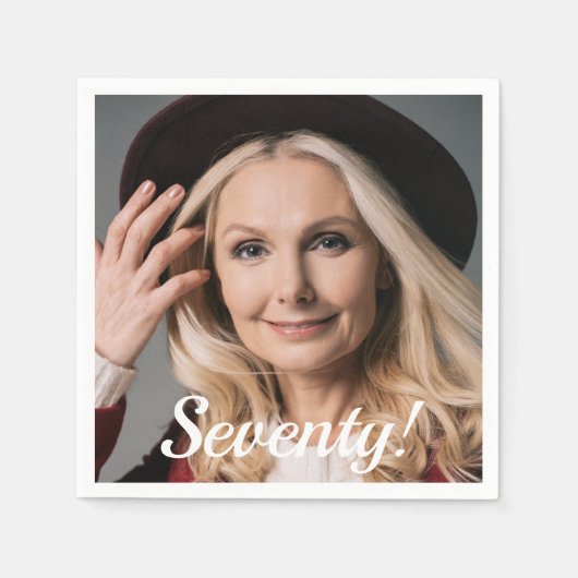 70. Geburtstag Foto Drehbuch Frau Text Serviette (Vorderseite)