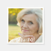 70. Geburtstag Foto hallo 70 Frau Serviette (Vorderseite)