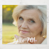 70. Geburtstag Foto hallo 70 Frauen Schaumweinetikett (Einzelnes Label)