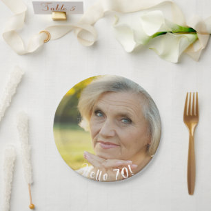70. Geburtstag Foto hallo 70 Pappteller