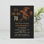 70. Geburtstag Foto Rustic Cowboy Hat Boots Einladung (Stehend Vorderseite)