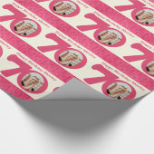 70. Geburtstag Foto Spaß creme pink Umhüllung Geschenkpapier (Ecke)