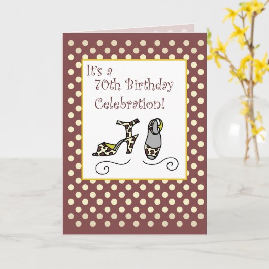 70. Geburtstag Frauenschuhe Karte (Gelbe Blume)