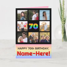 70. Geburtstag: Fun Rainbow #, Custom Fotos + Name