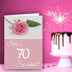 70. Geburtstag für ihre rosa Rose Lustig Motiviere Karte