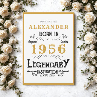 70. Geburtstag Geboren 1956 Weiß Gold Legende Einladung
