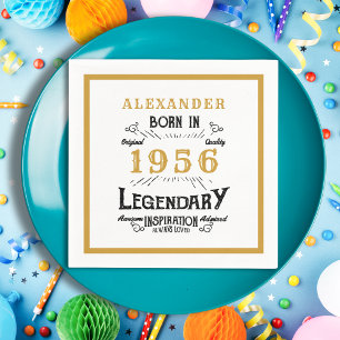 70. Geburtstag Geboren 1956 Weiß Gold Legende Serviette