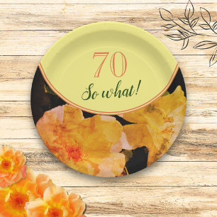 70. Geburtstag Gelb Rose Inspiration Bläschen Pappteller