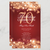 70. Geburtstag Glam Lights Gold Red Menu (Vorne/Hinten)