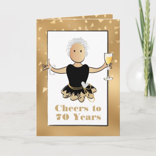 70. Geburtstag Glamour Sparkle Cartoon Karte (Vorderseite)