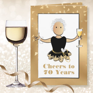 70. Geburtstag Glamouröser Glanz Frau Cartoon Karte
