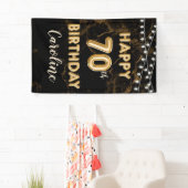70. Geburtstag Gold Ballon Lights Black Birthday Banner (Insitu)