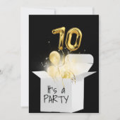 70. Geburtstag Gold Ballons in weißer Box Einladung (Vorderseite)