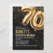 70. Geburtstag Gold Black Einladung (Vorderseite)