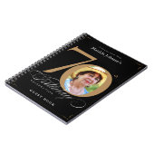 70. Geburtstag Gold Black Elegant Script Gästebuch Notizblock (Linke Seite)