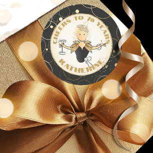 70. Geburtstag Gold Black Funny Cartoon Chic Klass Runder Aufkleber