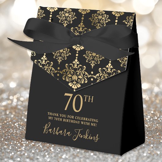 70. Geburtstag Gold Elegant Danke  Geschenkschachtel