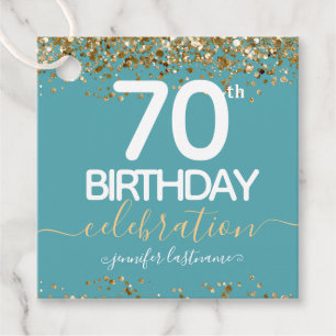 70. Geburtstag Gold Elegante Script Fevor Tags Geschenkanhänger