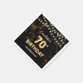 70. Geburtstag Gold Foil Balloons & String Lights Serviette (Ecke)