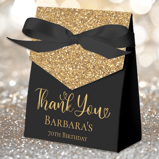 70. Geburtstag Gold Glitzer Black Vielen Dank Geschenkschachtel