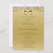 70. Geburtstag-Gold-Imitate-Sequins und Bow Einladung (Rückseite)