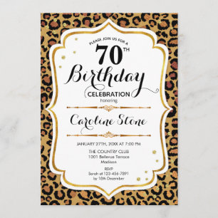 70. Geburtstag - Gold Leopard Print Einladung