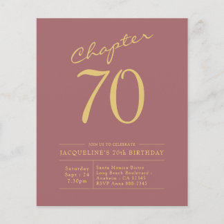 70. Geburtstag Gold Pink Einladung Flyer