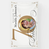 70. Geburtstag Gold Weißkalligrafie Custom Foto Banner (Vertikal)