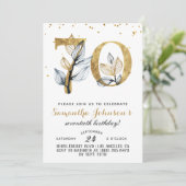 70. Geburtstag Goldene Blüte Einladung (Stehend Vorderseite)