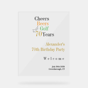 70. Geburtstag Golf Cheers Beers Party Willkommen Acrylschild