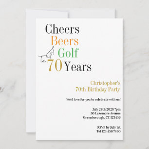 70. Geburtstag Golf Cheers Biere Minimales Party Einladung