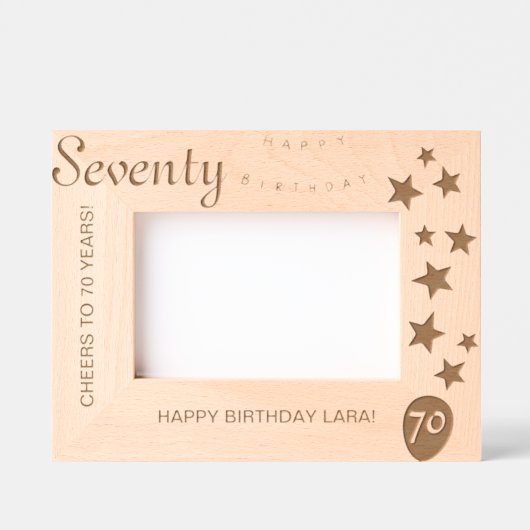 70. Geburtstag Gravur Keepake Rahmen (Vorderseite)