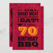 70. Geburtstag GRILLEN Grill Out Einladung (Vorne/Hinten)