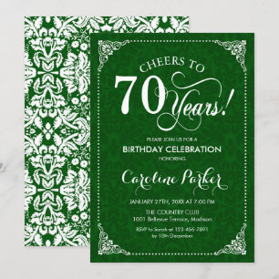 70. Geburtstag - grüner Damast Einladung