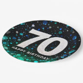 70. Geburtstag grüner Ton Pappteller (Schrägansicht)