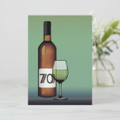 70. Geburtstag: Halbweinflasche und Glas Einladung (Stehend Vorderseite)