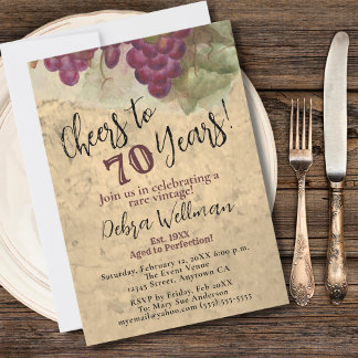 70. Geburtstag jubelt bis 70 Jahre Vintag rustikal Einladung