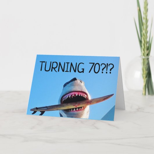 70. GEBURTSTAG KILLER SHARK GREETING CARDS KARTE (Vorderseite)