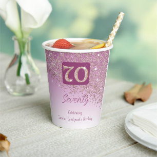 70. Geburtstag Klasse Falling Rose Gold Glitzer Pappbecher
