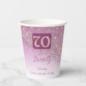 70. Geburtstag Klasse Falling Rose Gold Glitzer Pappbecher (Vorderseite)