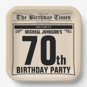 70. Geburtstag Klassische Vintage Alte Zeitung Ben Pappteller