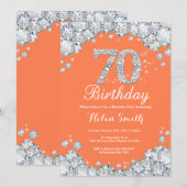 70. Geburtstag Koralle und Silver Diamond Einladung (Vorne/Hinten)