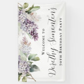 70. Geburtstag Lila Lilac Frühjahr Blume Willkomme Banner (Vertikal)