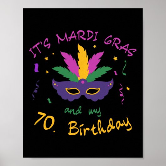 70. Geburtstag Mardi Gras Karneval Feier Shir Poster (Vorne)
