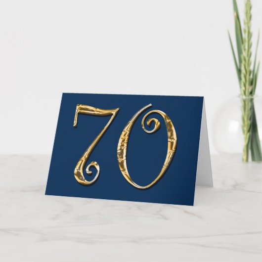 70. Geburtstag | MENS Blau Gold Karte (Vorderseite)
