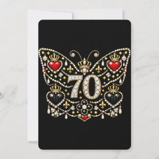 70. Geburtstag mit Diamanten verzierter Schmetterl Einladung