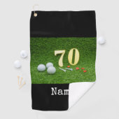 70. Geburtstag mit Golfball und Tee auf Grün Golfhandtuch (Insitu)