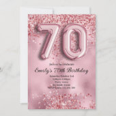 70. Geburtstag mit rosa Glitter Einladung (Vorderseite)