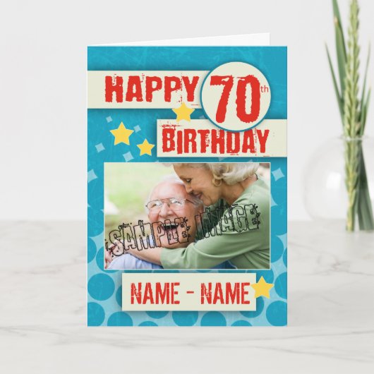 70. Geburtstag mit stilvollen Effekten - Ihr Bild Karte (Vorderseite)